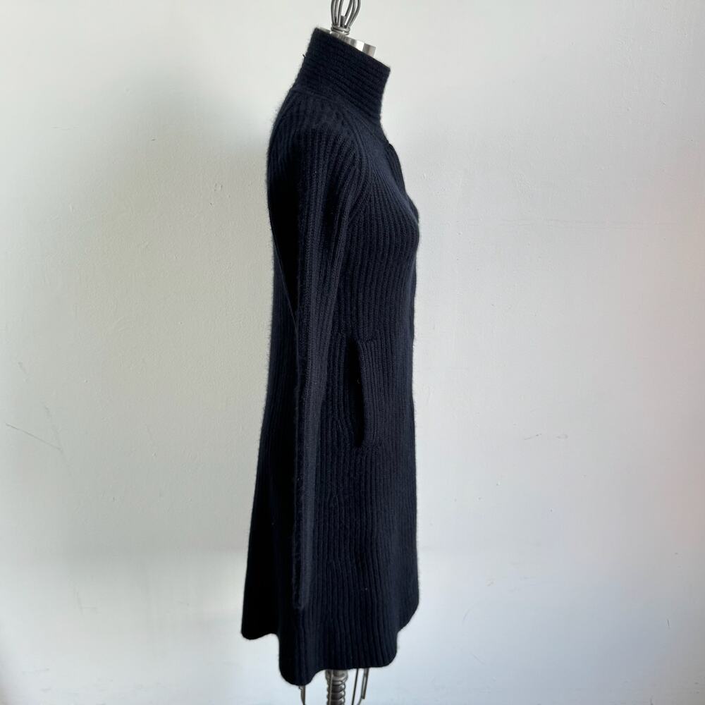 AKRIS BERGDORF GOODMAN Navy Cashmere Ribbed Sweater Dress Cardigan - Picture 2 of 11